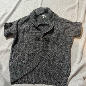 dressbarn Charcoal Cardigan with Buckle Accent